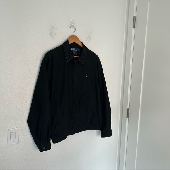Polo Ralph Lauren Full Zip Bomber Jacket Color Black Men's Size Large Vintage - Picture 2 of 15